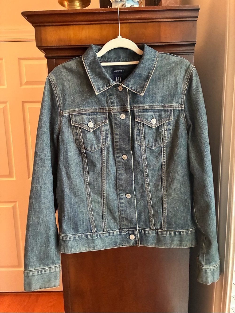 GAP Stretch Denim Jacket Medium Wash Fitted Y2K Women’s M - Picture 2 of 5